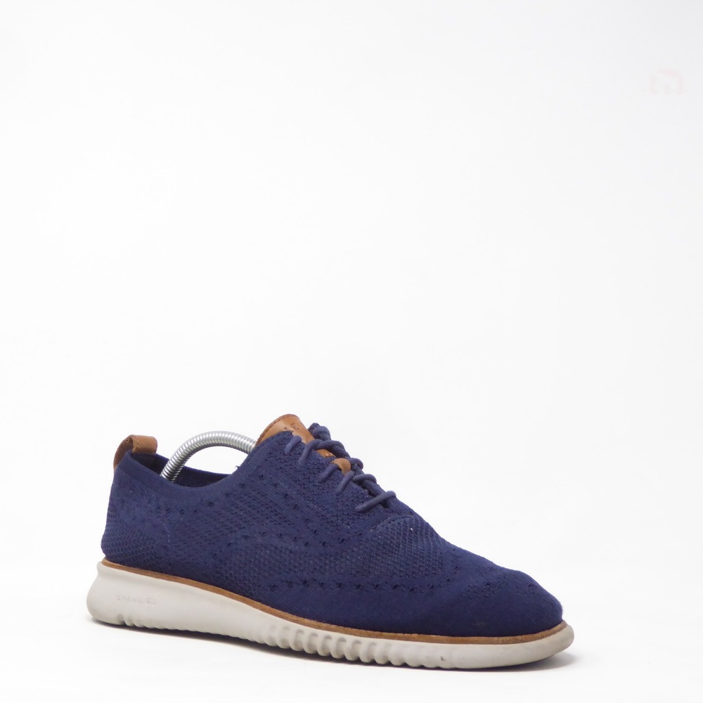 Cole Haan Mens 2.ZEROGRAND Stitchlite Oxford Shoes Navy Blue Knit C27569 Size 9